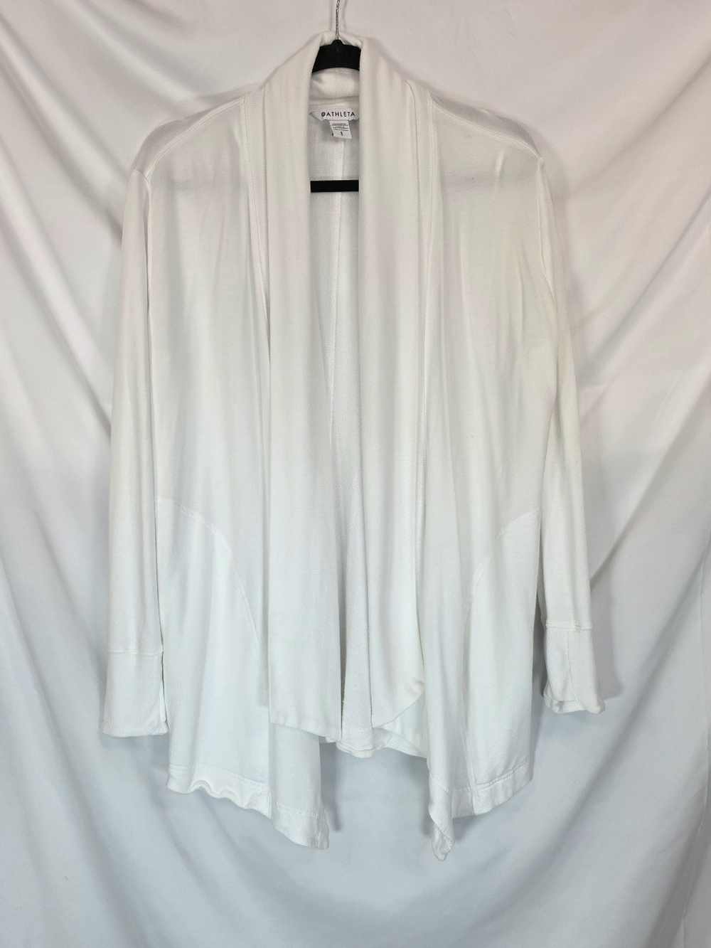 Athleta White Pranayama Wrap Cardigan Sz S Sweater Open Front Drape Shrug Lounge